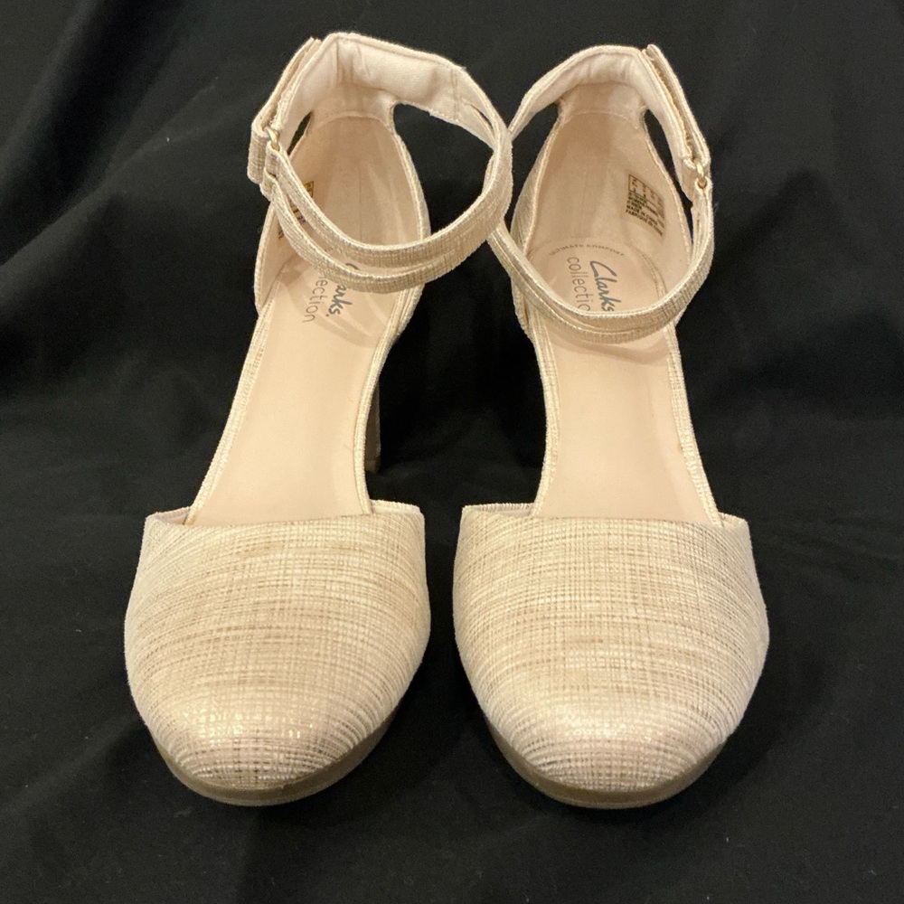 Clarks Women's Beige Ankle Strap Heels